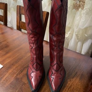 Cowboy boots leather red hand made